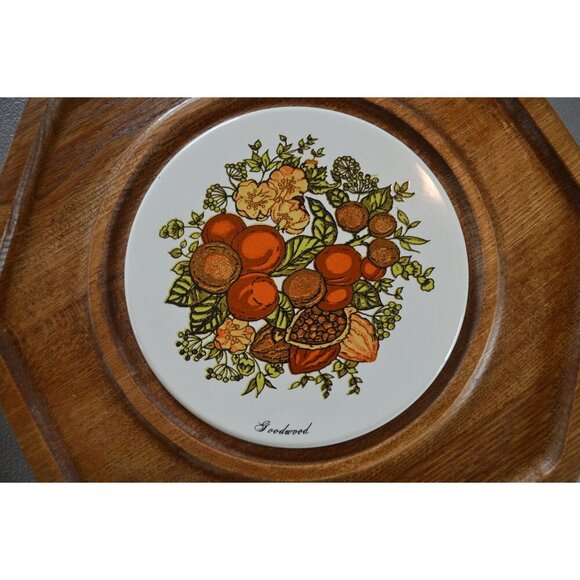 Vintage Mid Century 70s Goodwood Octagon Cheese Tray With Glass Cloche Cottageco - Picture 4 of 11